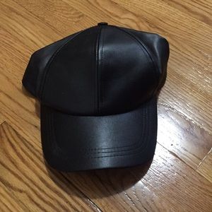 Black leather hat
